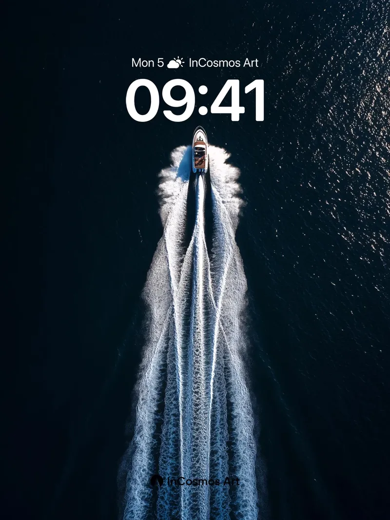 Midnight Vessel Wallpaper with Trailing Light Trails