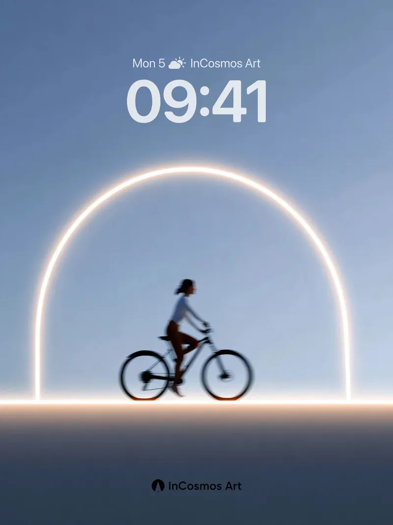 Silhouette Ride Wallpaper with Neon Arch