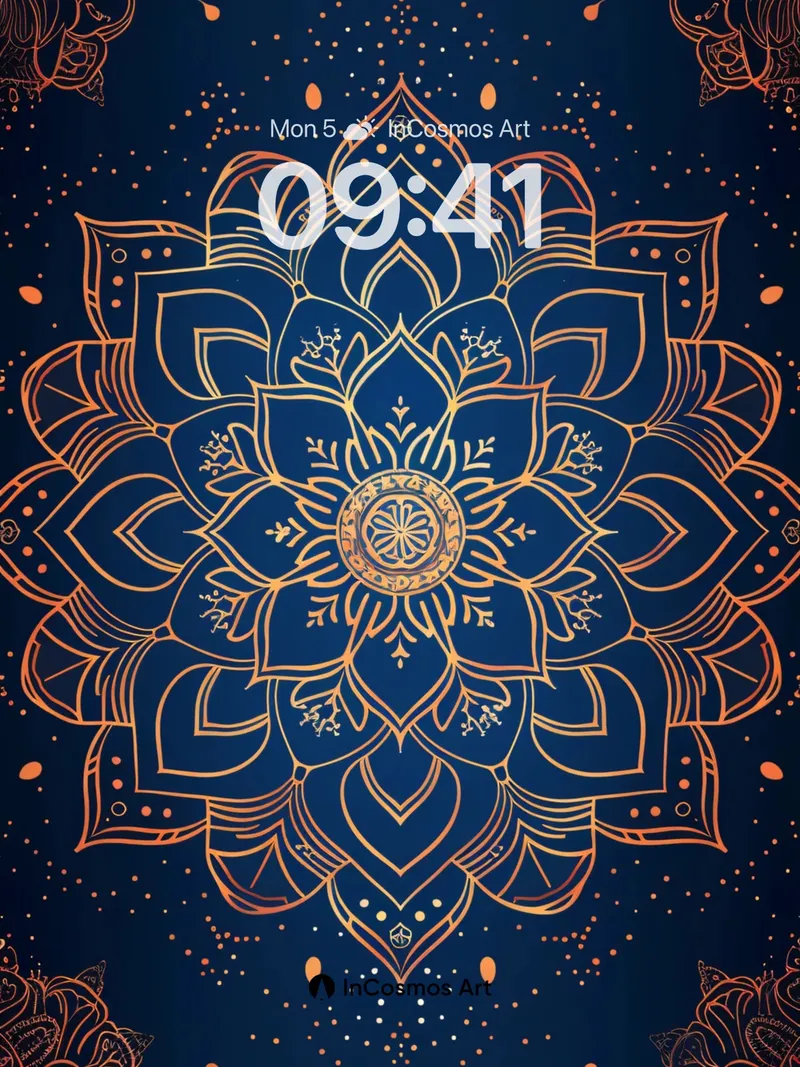 Celestial Mandala Wallpaper with Golden Veins