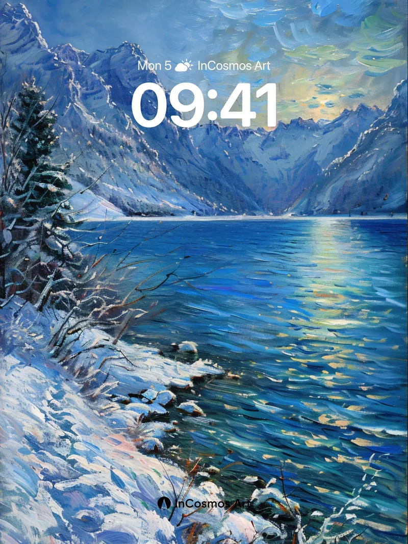 Frostbound Serenity Wallpaper with Moonlit Reflections