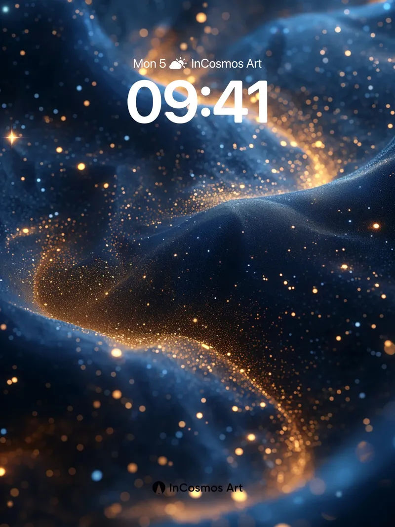 Luminous Nebula Wallpaper with Golden Veins