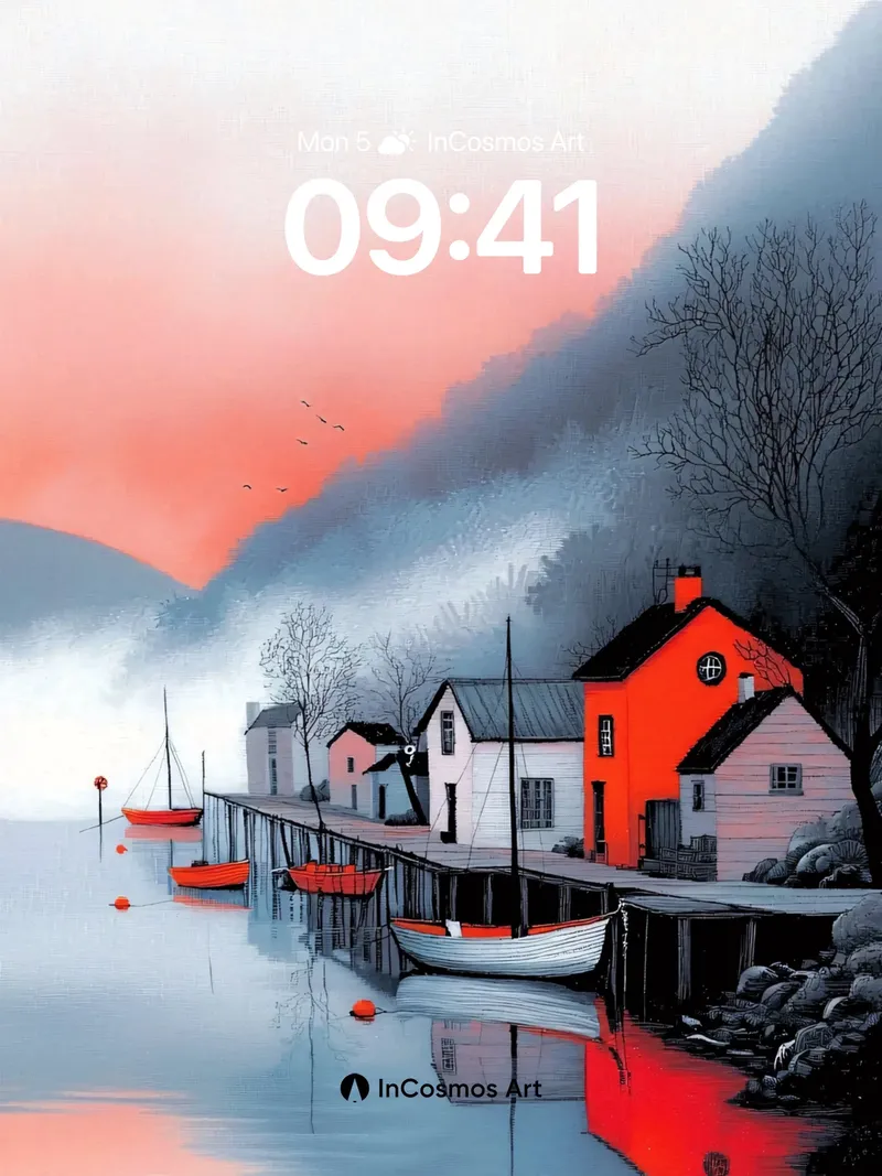 Crimson Hush Wallpaper with Floating Reflections