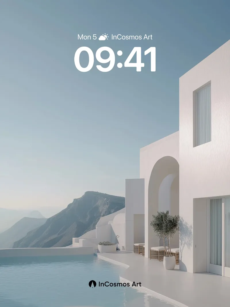 Serenity Poolside Wallpaper with Arched Light