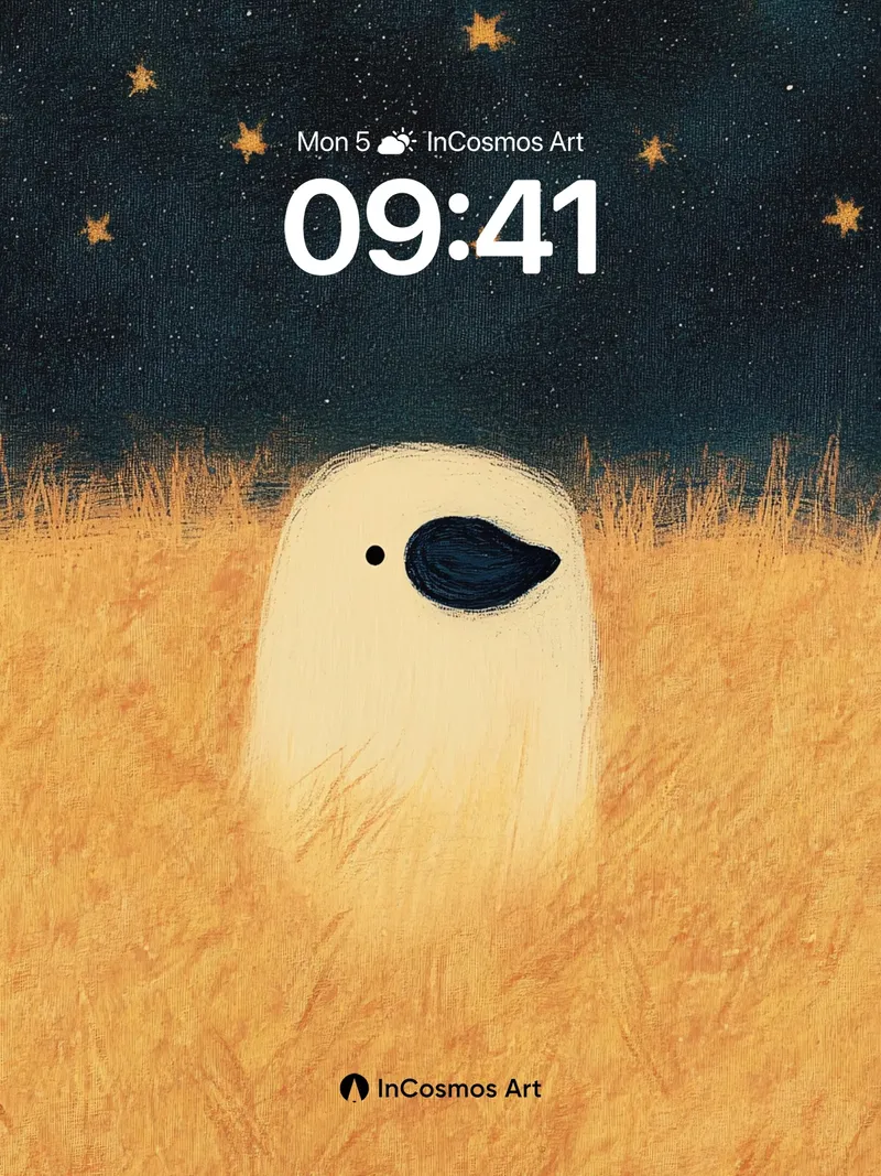 Starry Hush Wallpaper with Feathered Solitude