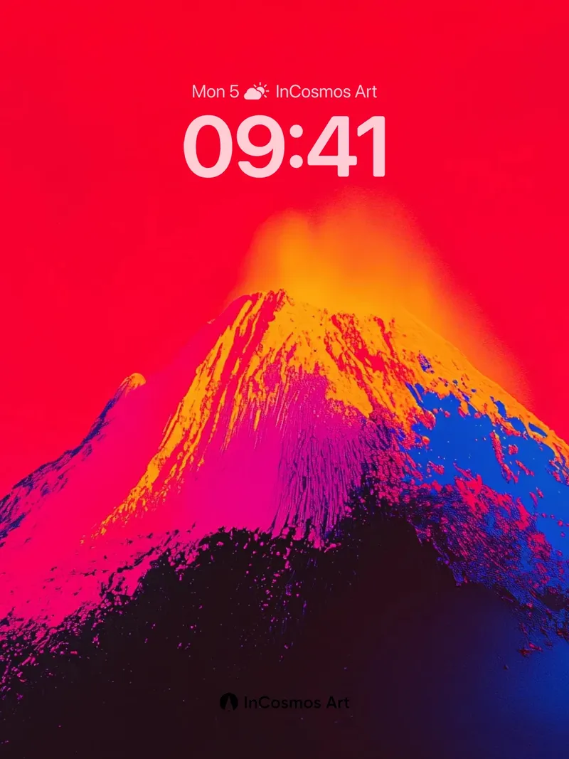 Volcanic Pulse Wallpaper with Neon Fire Core