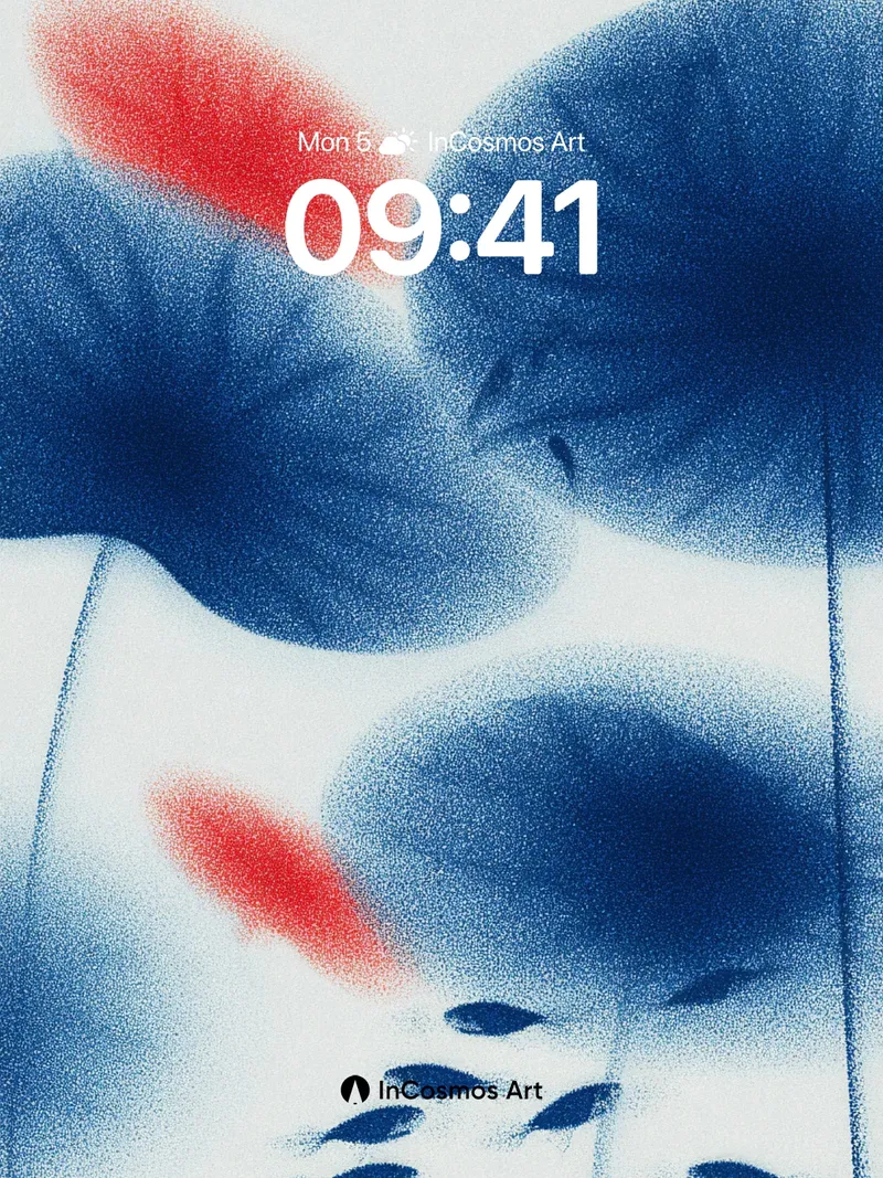 Serenity Bloom Wallpaper with Floating Leaves