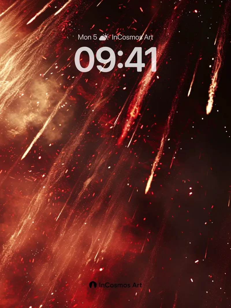Crimson Storm Wallpaper with Falling Embers
