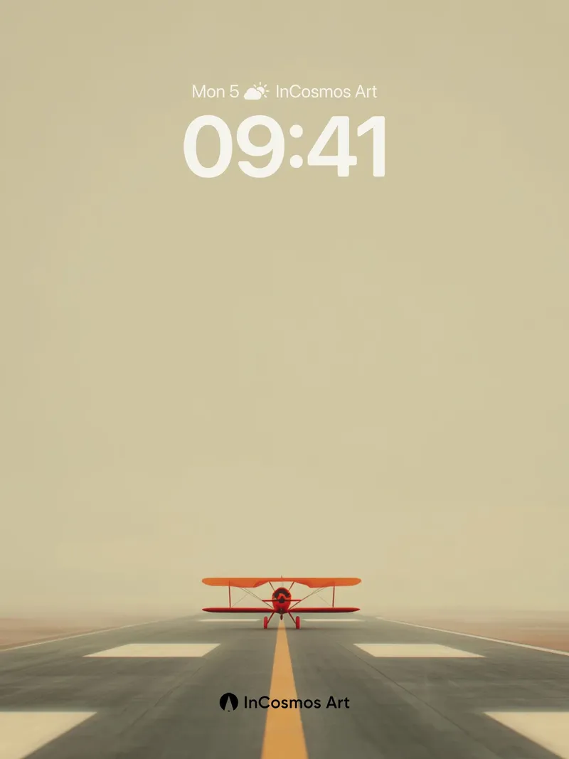 Serenity Runway Wallpaper with Distant Wings