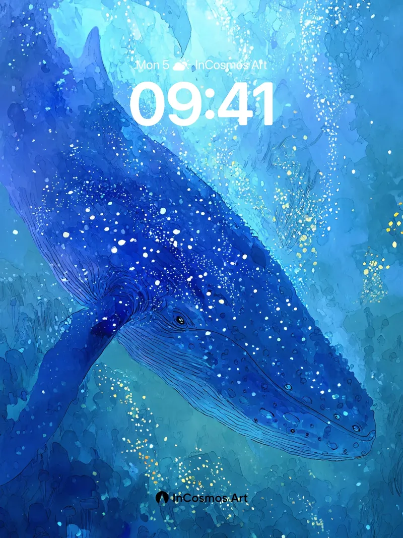 Stellar Whale Wallpaper with Cosmic Glow