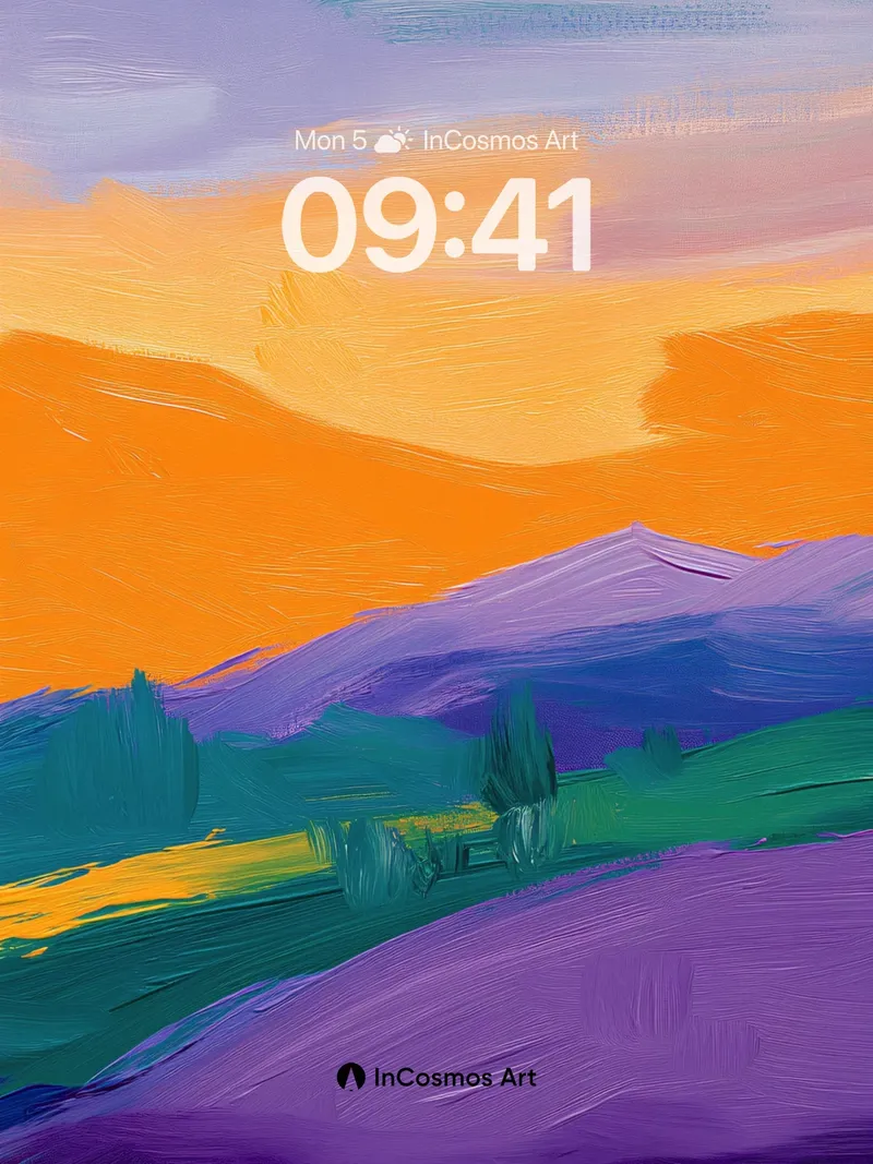 Sunset Hush Wallpaper with Lavender Fields