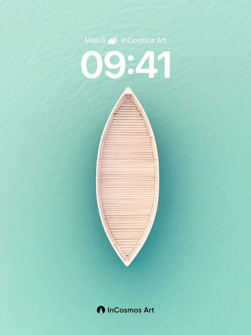 Serene Drift Wallpaper with Wooden Boat