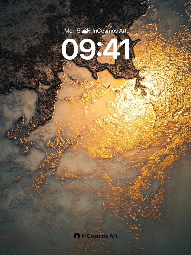 Golden Fracture Wallpaper with Liquid Light