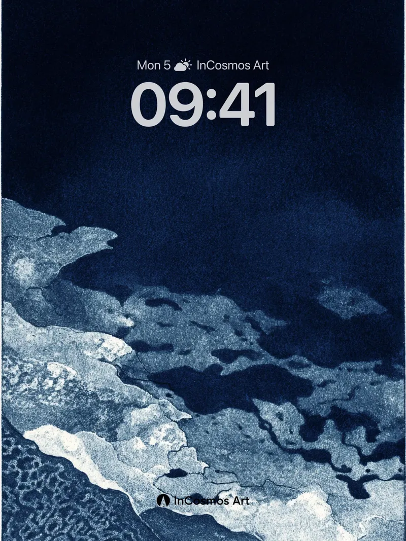 Indigo Mirage Wallpaper with Floating Clouds