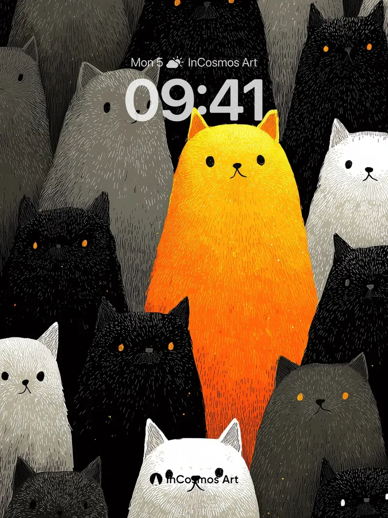 Sunlit Feline Wallpaper with Shadowed Crowd