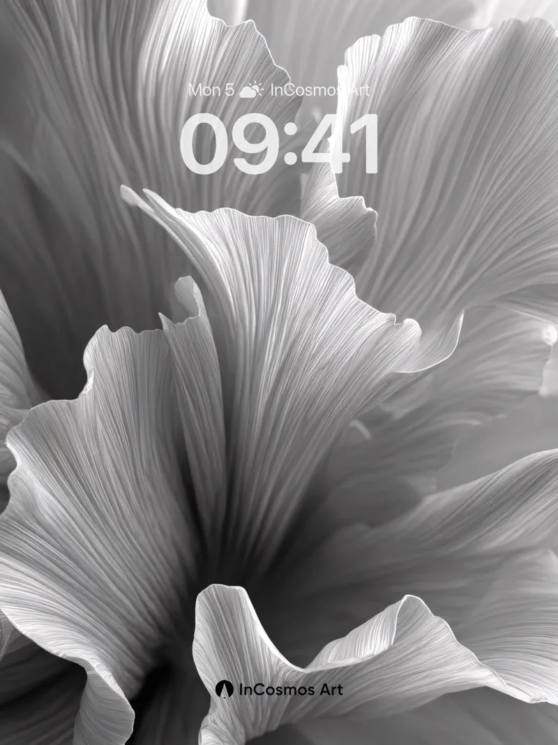 Monochrome Petal Wallpaper with Sculpted Light