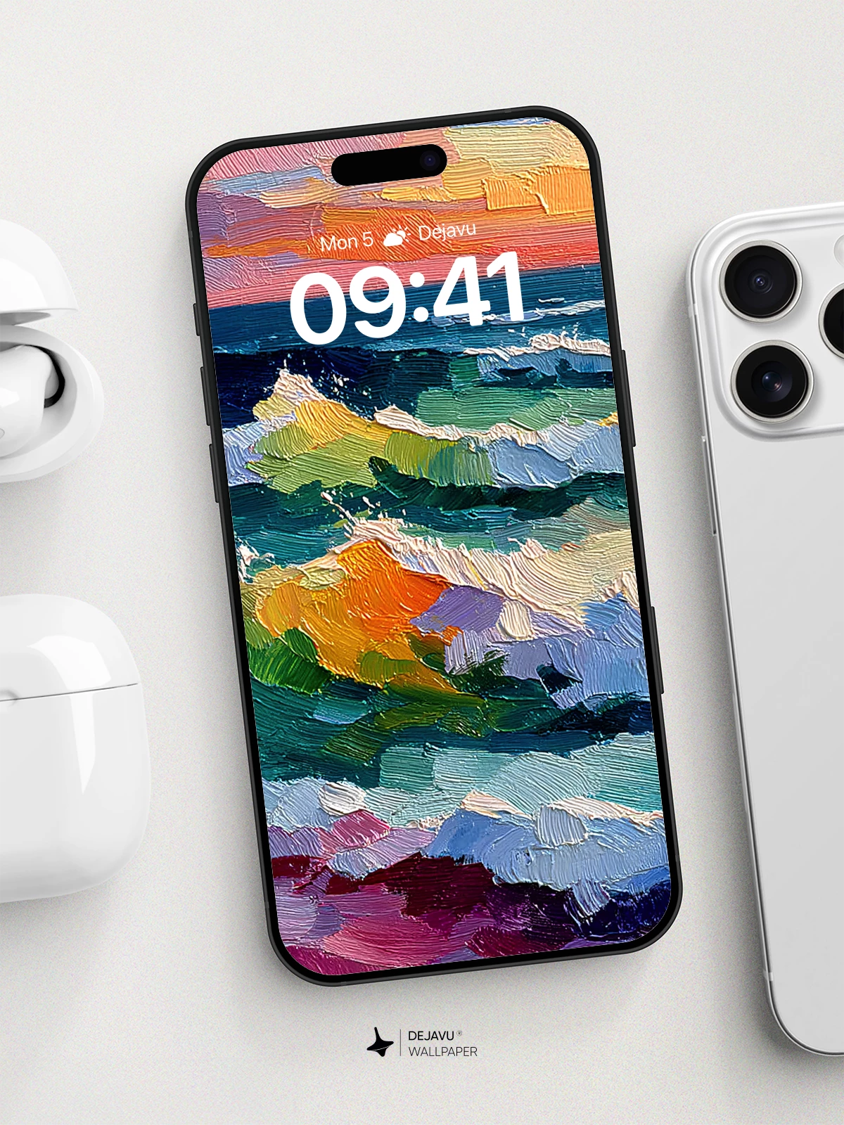 Van Gogh-Inspired Ocean Sunset Wallpaper 8K for iPhone and Android