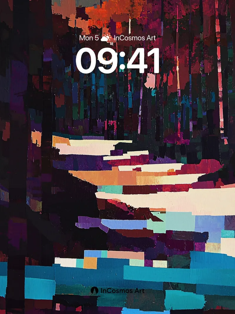 Nocturnal Forest Wallpaper with Electric Reflections