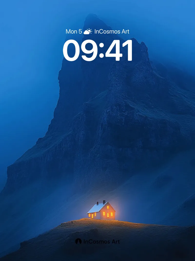 Fog-Lit Haven Wallpaper with Mountain Sentinel