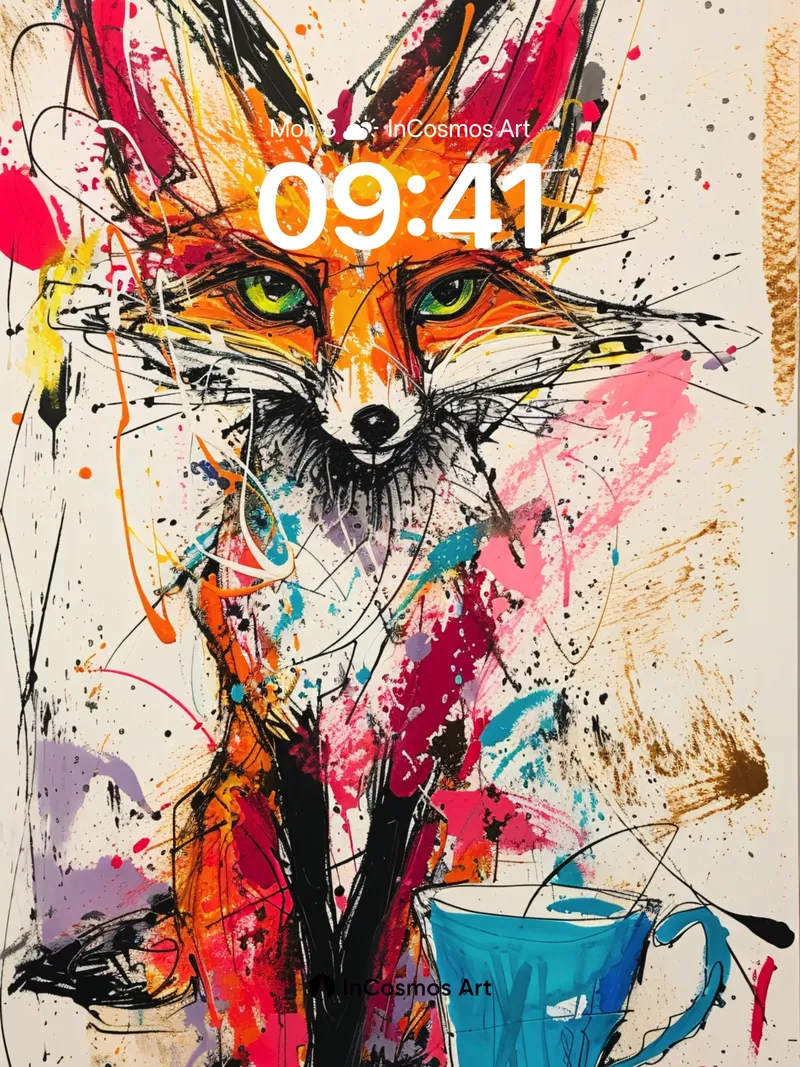 Electric Fox Wallpaper with Coffee Whispers