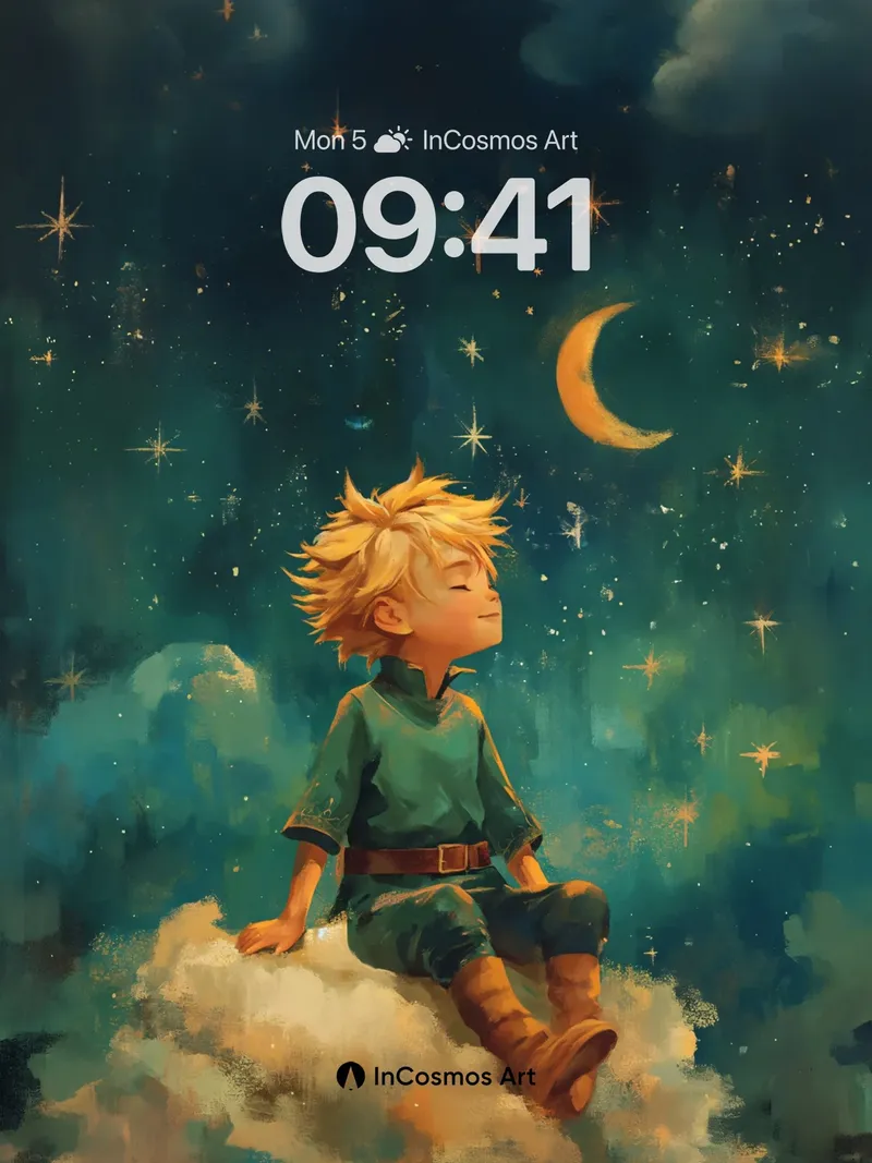 Starry Solitude Wallpaper with Cloud Cradle