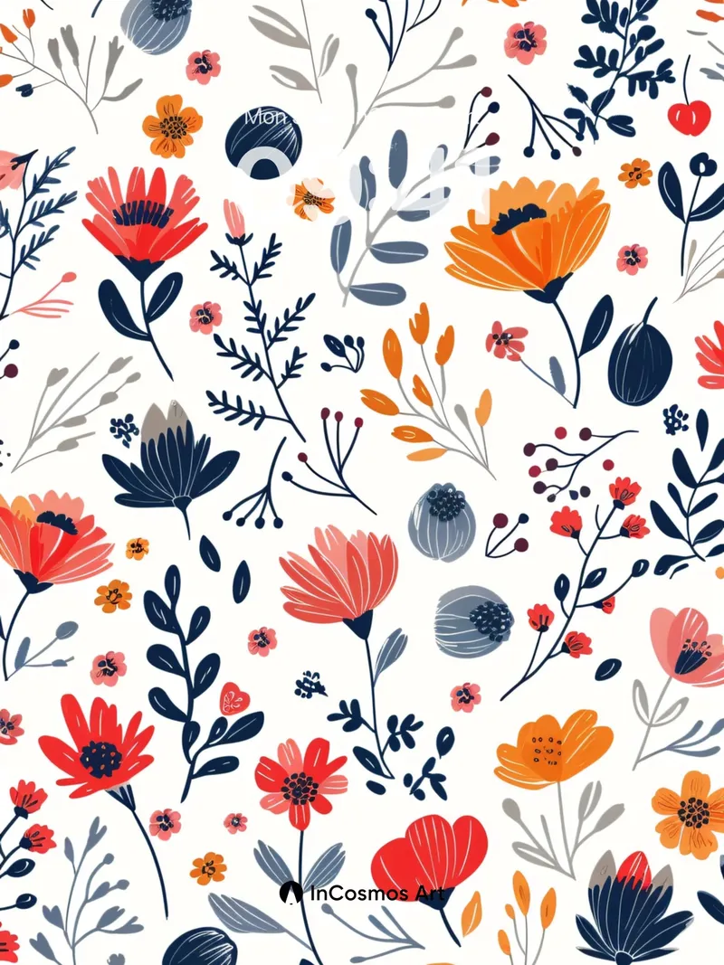 Autumn Hush Floral Wallpaper with Whimsical Leaves