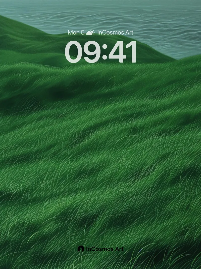 Whispering Grass Wallpaper with Ocean Hush