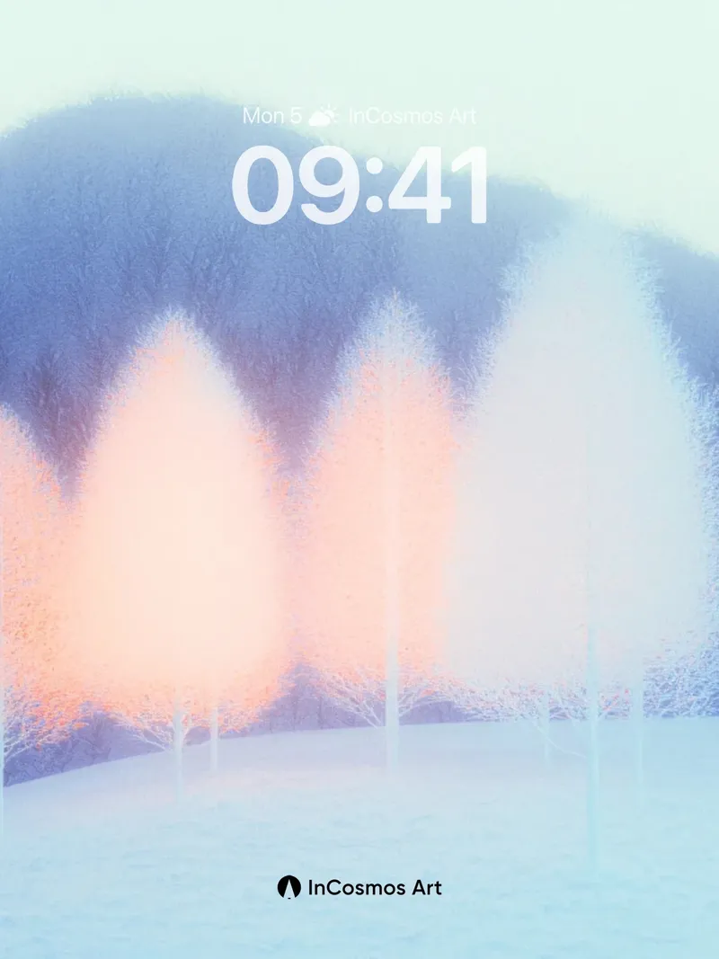 Frostbloom Tree Silhouettes Wallpaper with Ethereal Glow