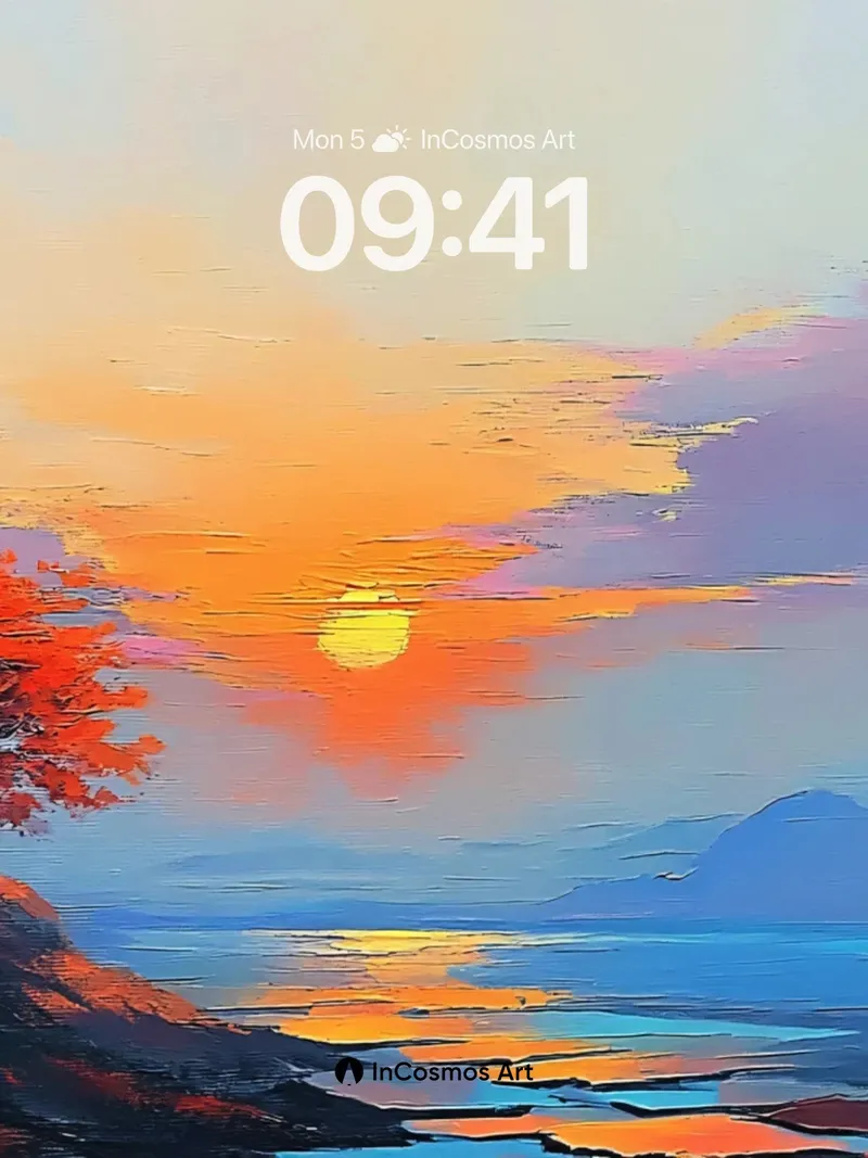 Crimson Solitude Wallpaper with Sunset Echo