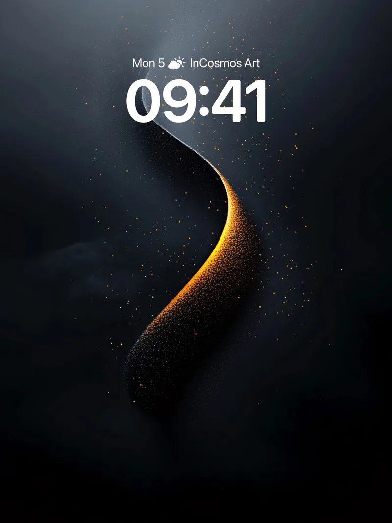 Luminous Curve Wallpaper with Golden Dust Trails