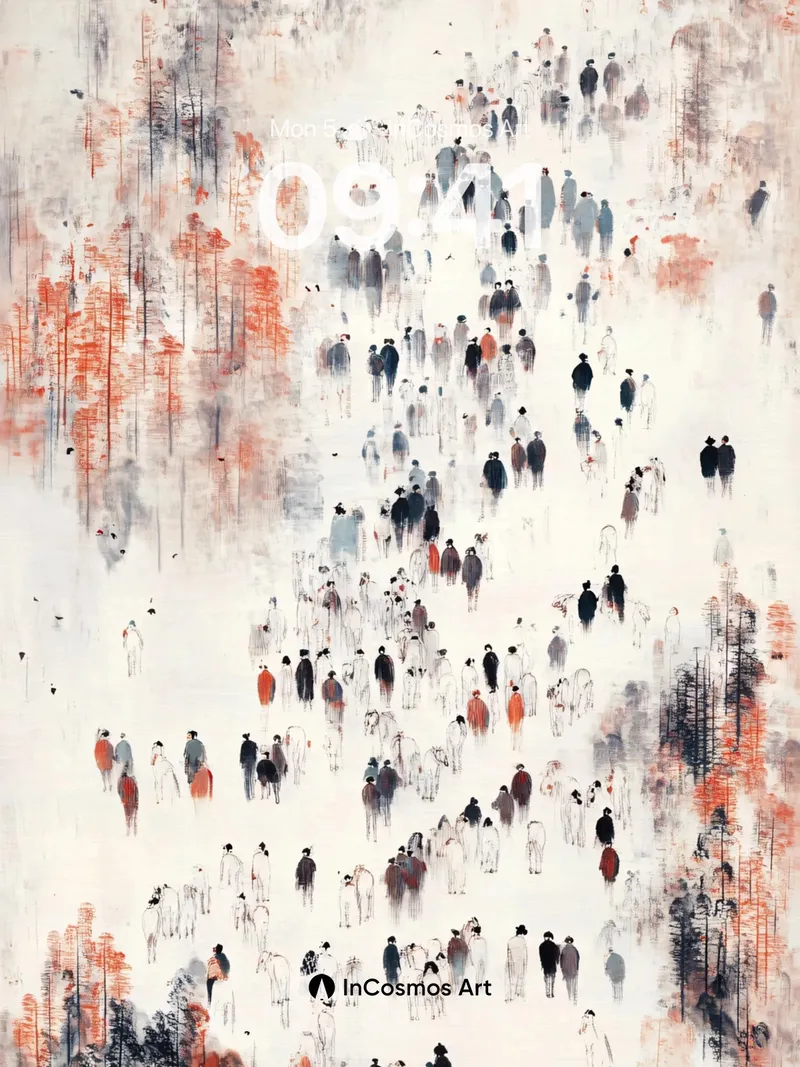 Silent Crowd Wallpaper with Autumn Veil