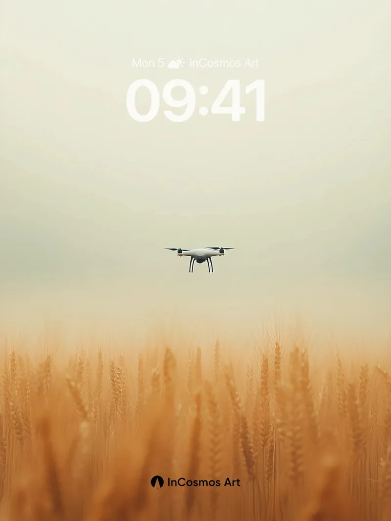 Hushed Horizon Wallpaper with Drifting Drone