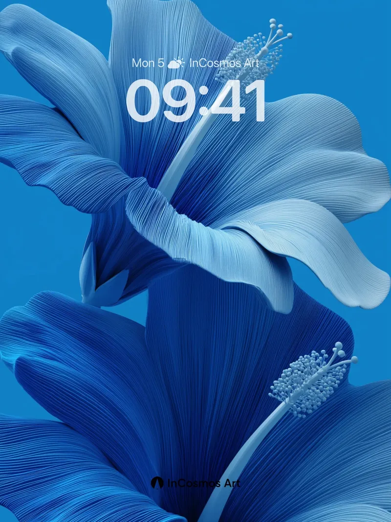 Cobalt Bloom Wallpaper with Ethereal Petals