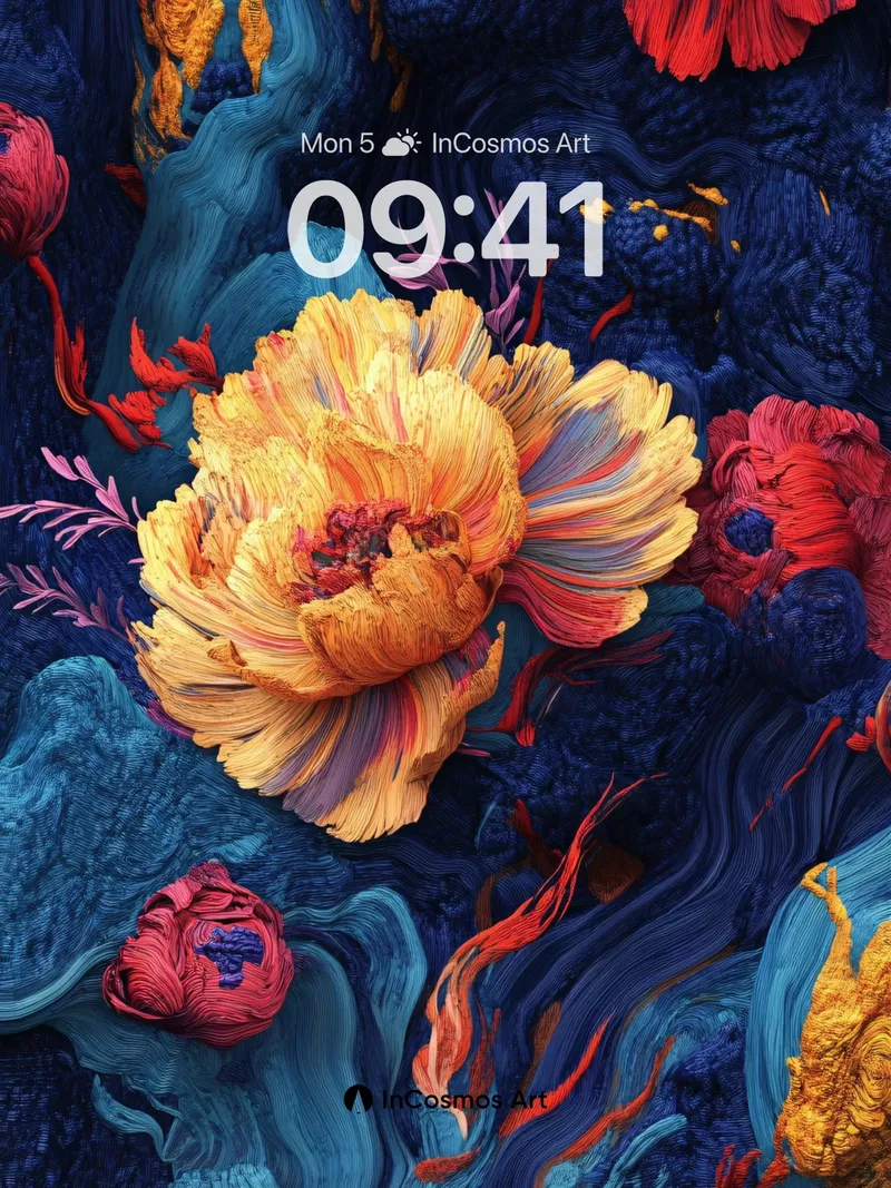 Luminous Bloom Wallpaper with Cosmic Petals