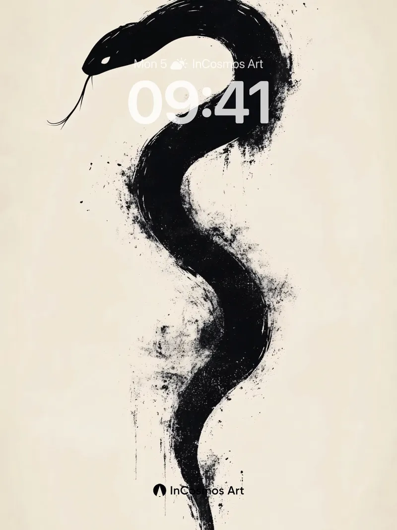 Ink Serpent Wallpaper with Brushstroke Flow