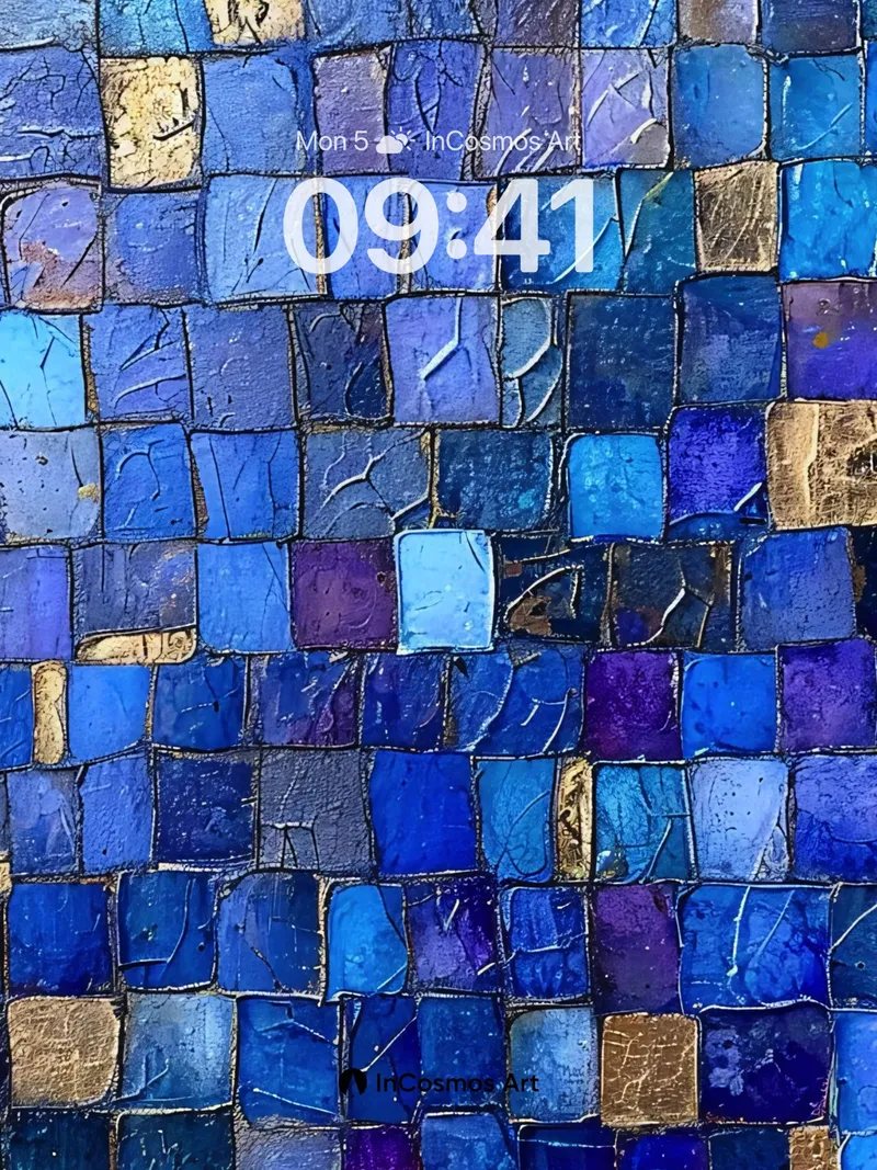 Cobalt Tapestry Wallpaper with Golden Accents