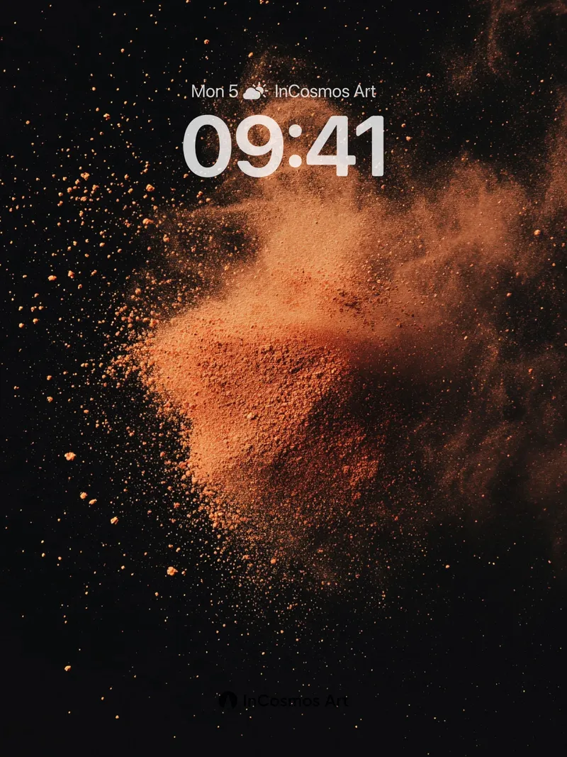 Crimson Dust Explosion Wallpaper with Cosmic Trails