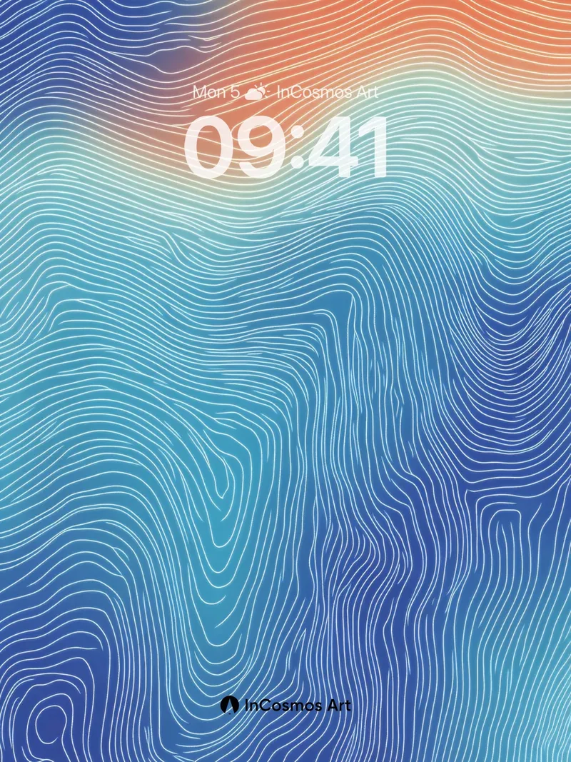 Serene Contour Wallpaper with Gradient Flow