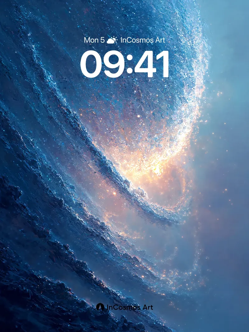 Cosmic Wave Wallpaper with Starlit Spiral