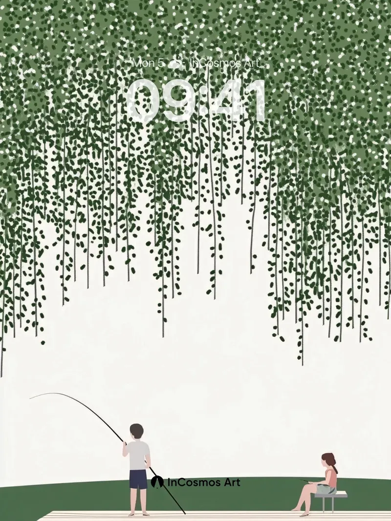 Serenity Under Willow Wallpaper with Quiet Moments