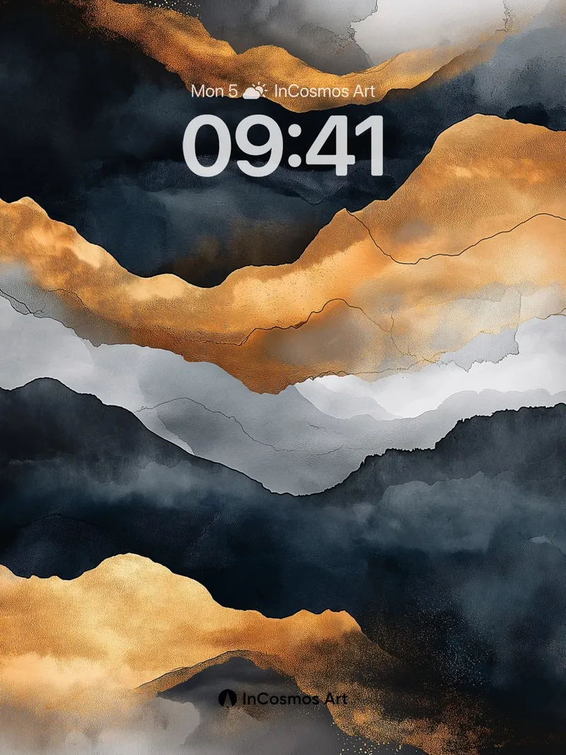 Storm-Lit Cloudscape Wallpaper with Golden Veins