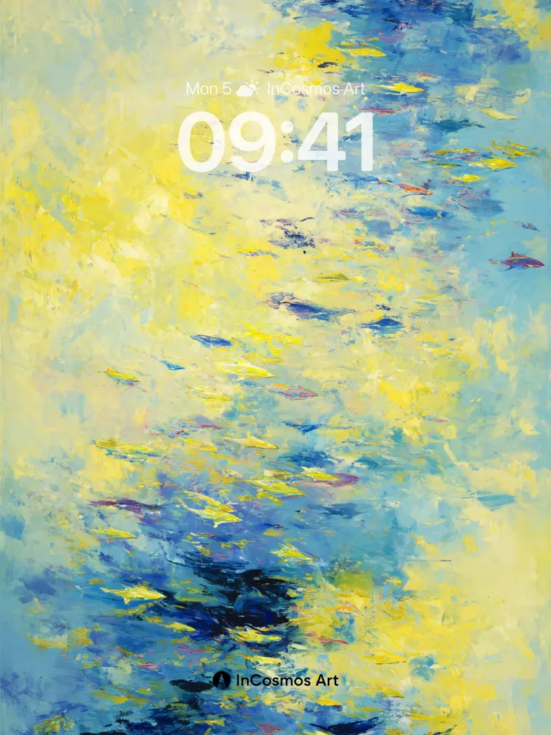 Luminous Watercolor Wallpaper with Monet's Reflections