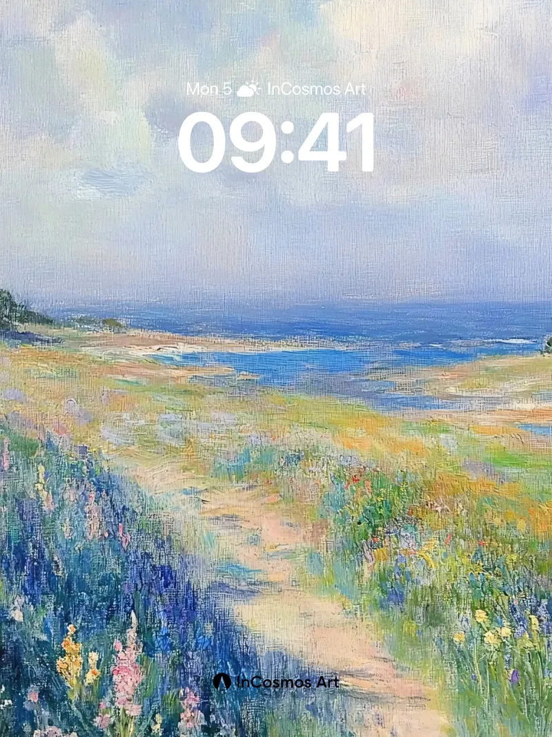 Serenity Path Wallpaper with Coastal Bloom