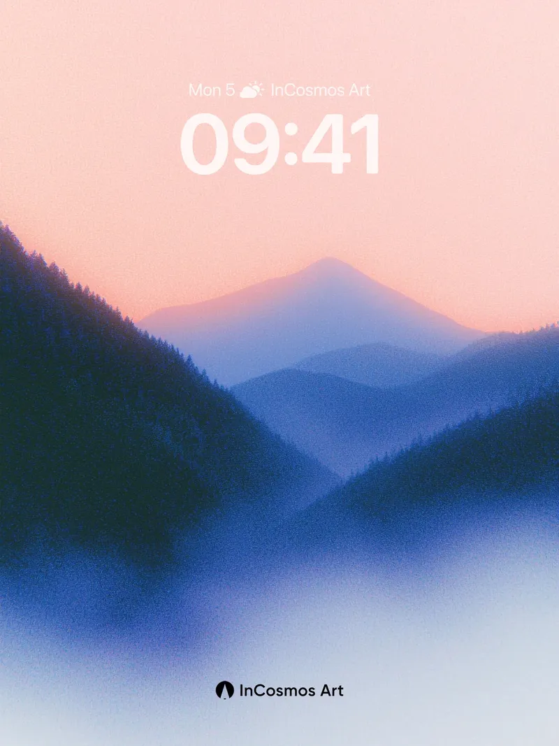 Serenity Veil Wallpaper with Mist-Weave Peaks