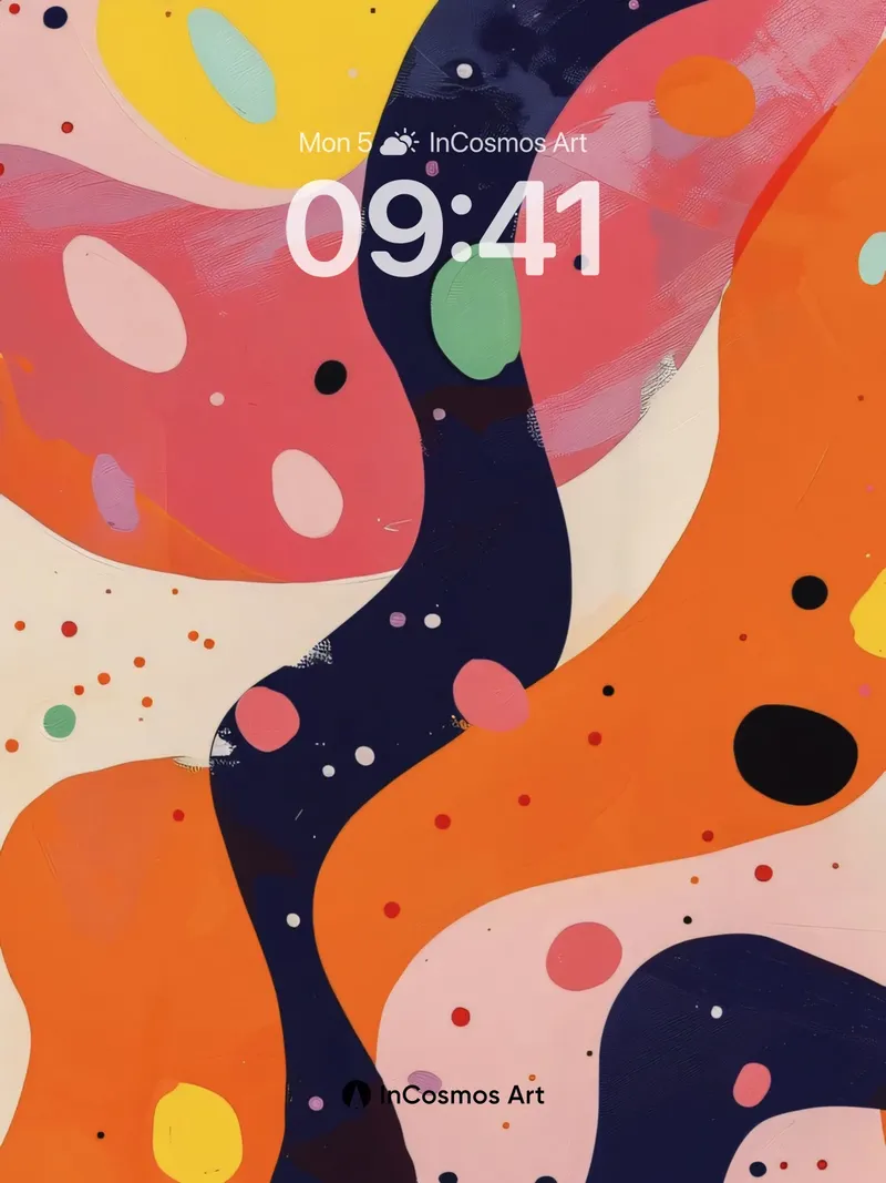 Cosmic Ripple Wallpaper with Floating Dots