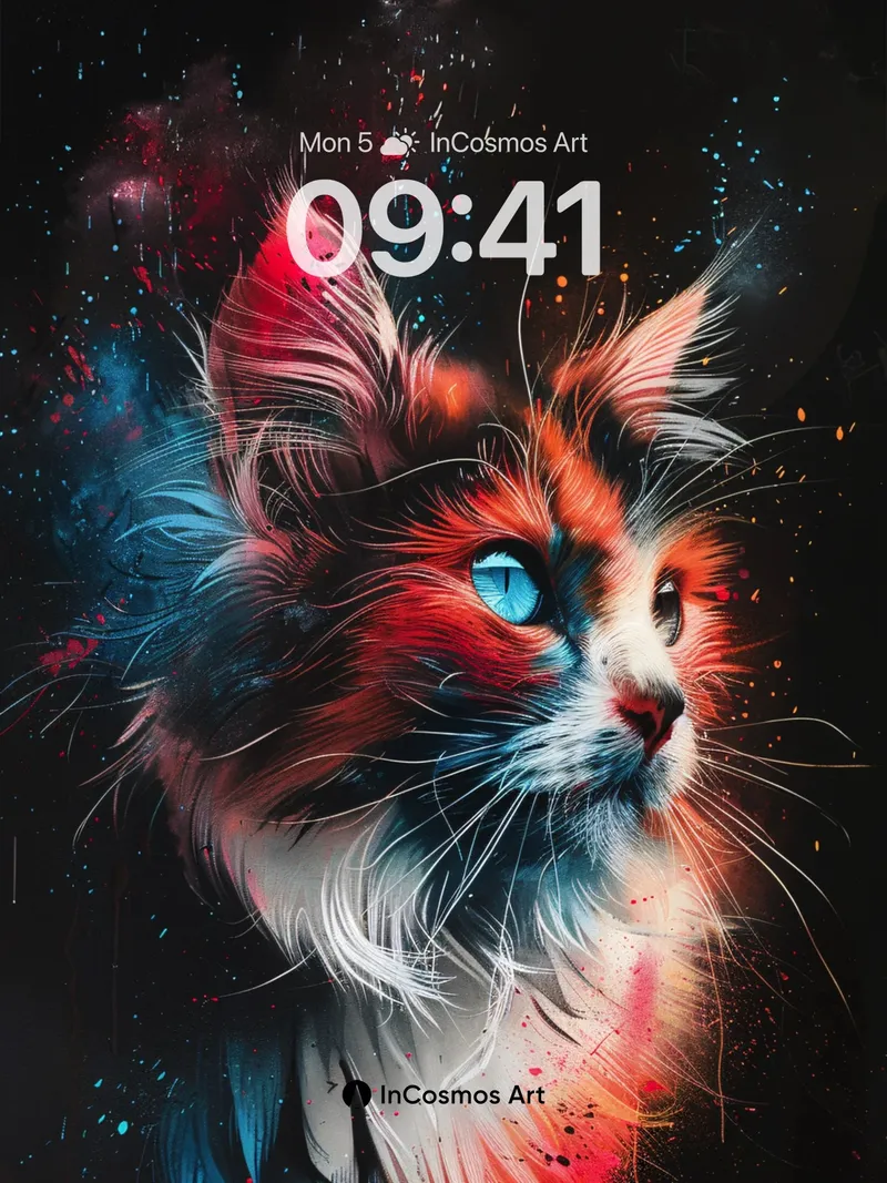 Cosmic Feline Wallpaper with Electric Fur