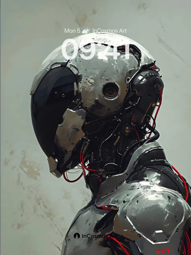 Futurist Steel Wallpaper with Exposed Wiring