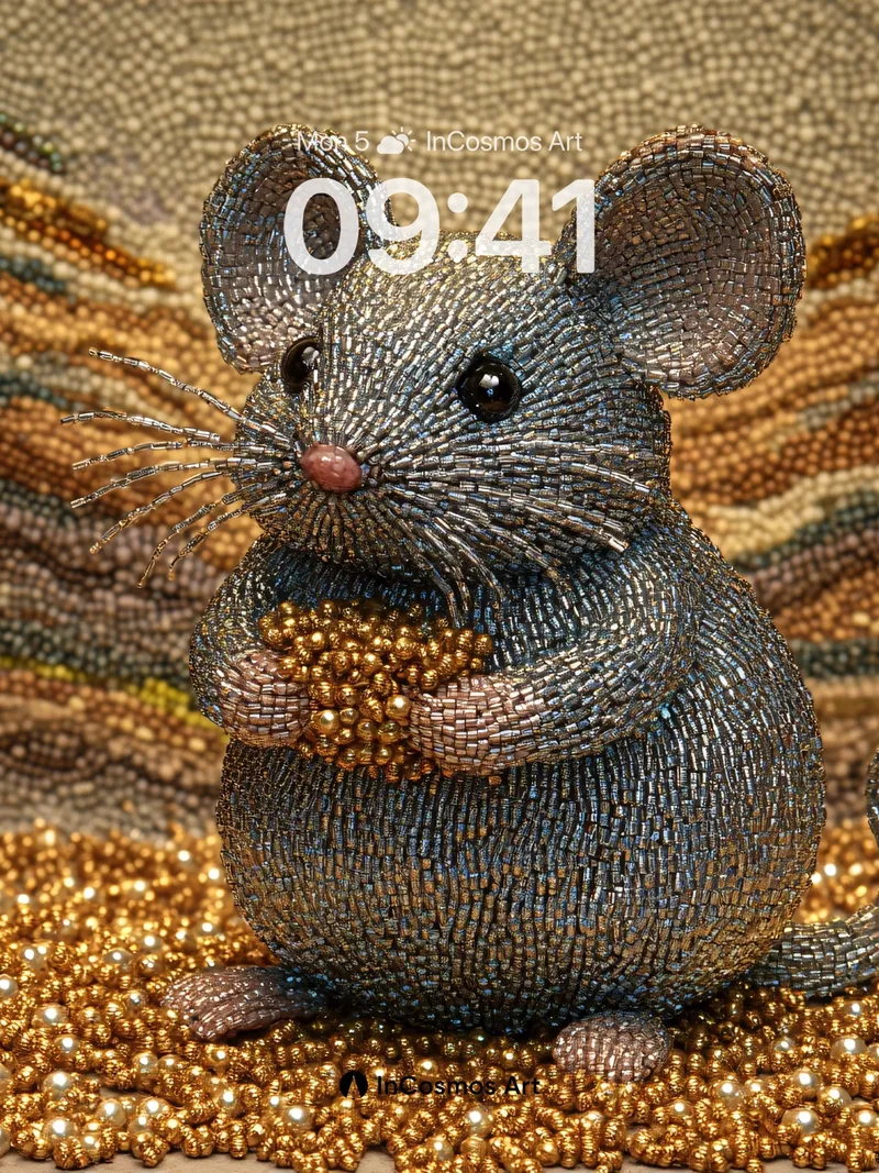 Whispering Beadwork Wallpaper with Murmuring Mice