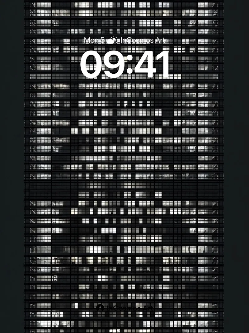 Nocturnal Grid Wallpaper with Flickering Windows