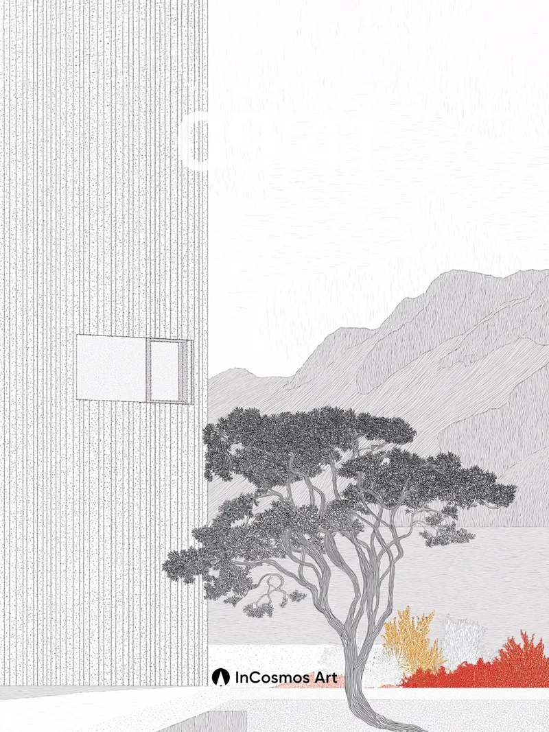 Serenity Grove Wallpaper with Whispering Lines