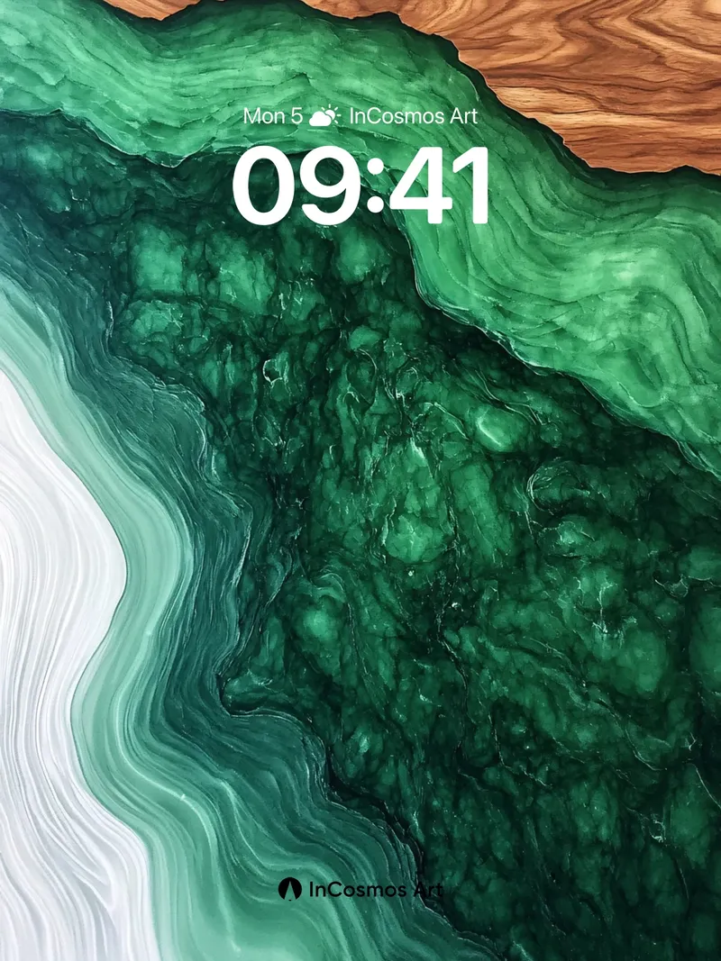 Emerald Vein Wallpaper with Wooded Horizon
